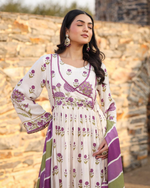 Pretty pretty angrakha style pure muslin Anarkali