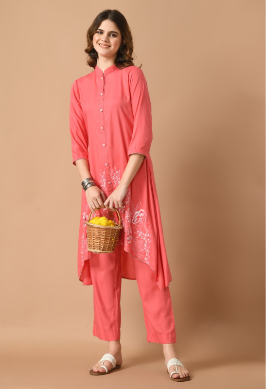 Heavy rayon embroidered set