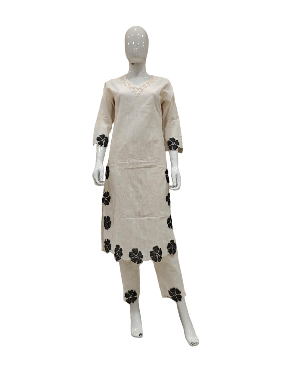 Beautiful appliqué work cotton kurta pant