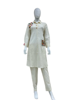 Pure cotton dobby embellished co ord set