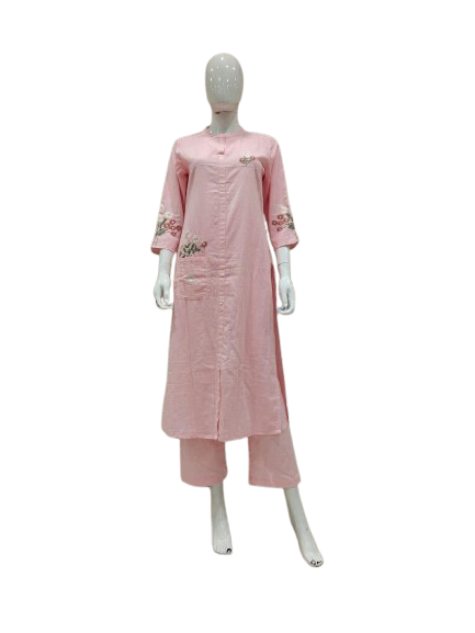 Beautiful cotton kurta pant with pretty embroidery