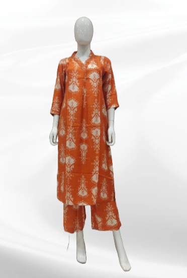 Pure muslin silk V neck kurta pant