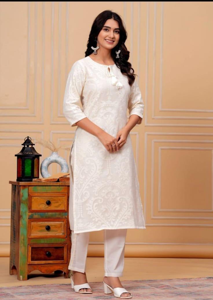 Super premium netted kurta paired with cotton pant in blue