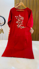 Embroidered silk kurta