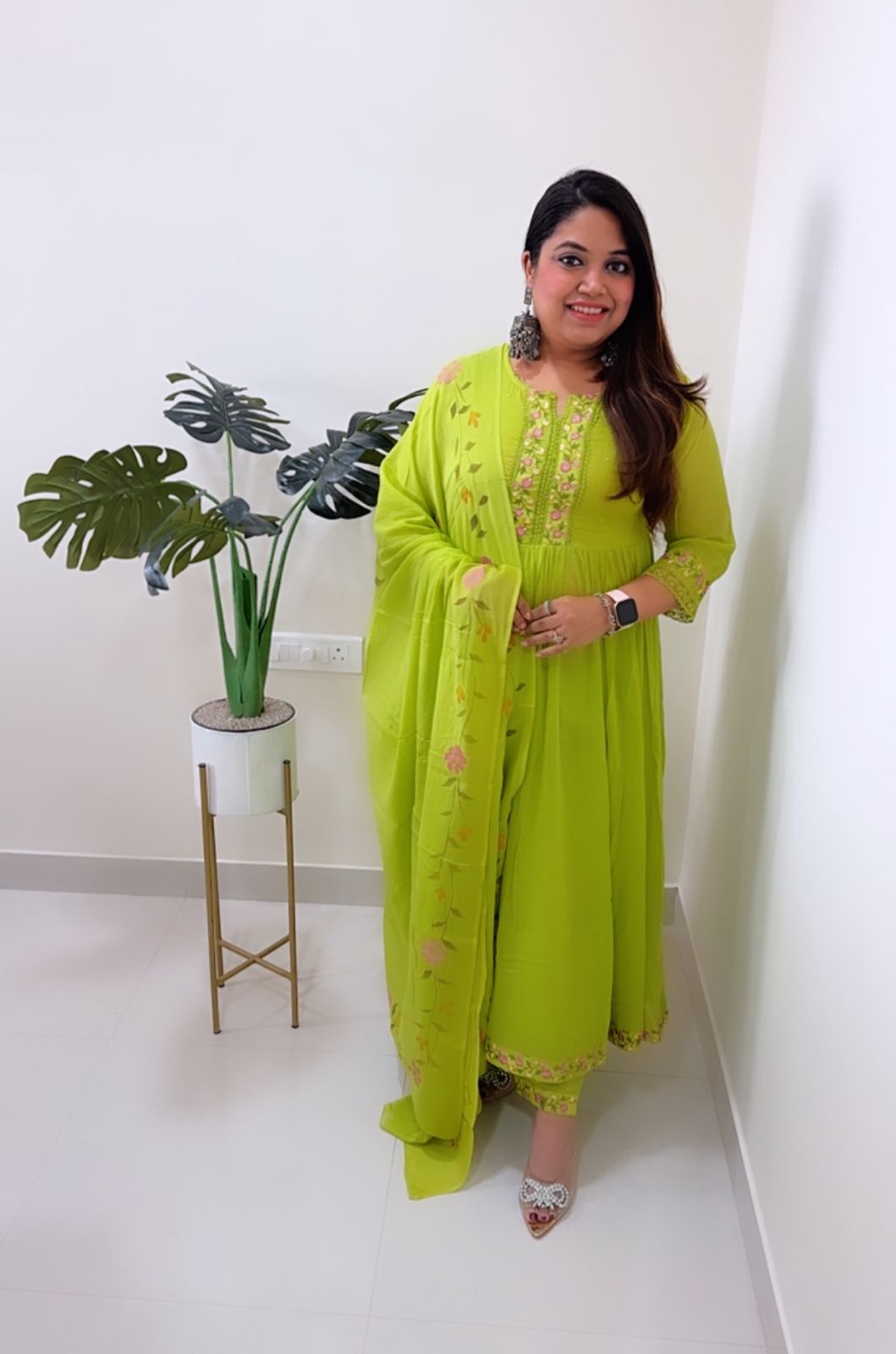 Premium pure Mul cotton Anarkali suit comes with lining and paired with brush painted dupatta