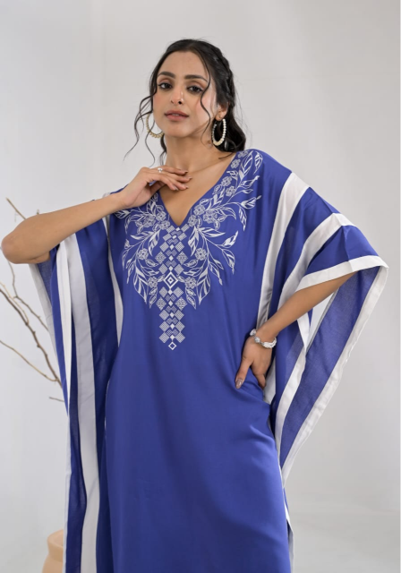 Heavy rayon embroidered kaftan set