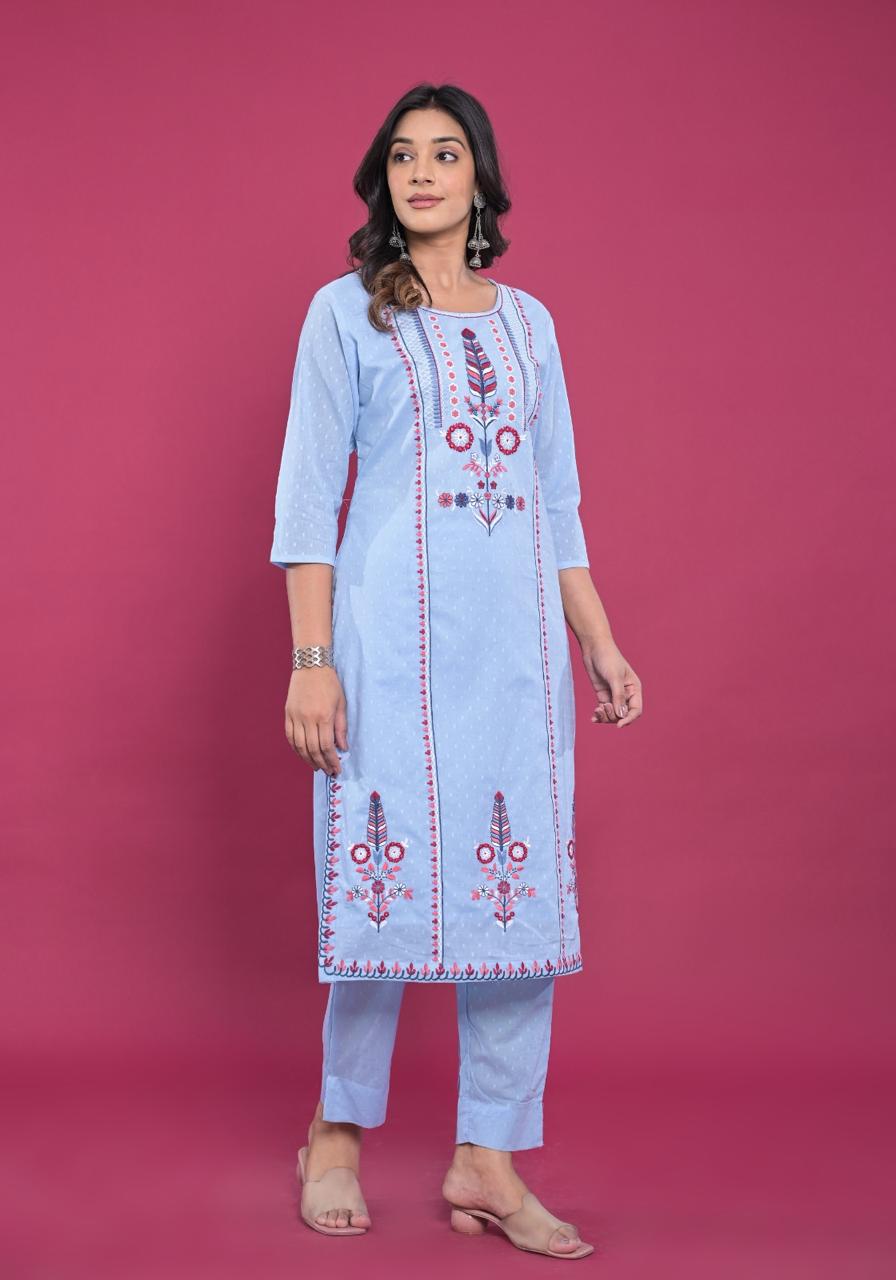 Premium embroidery Dobby cotton kurta pant