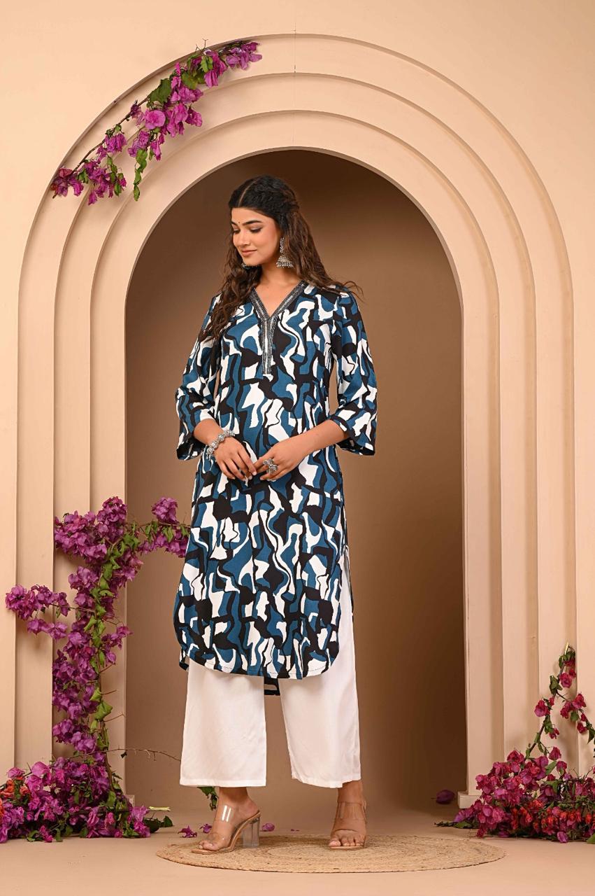 Heavy cotton rayon kurta pant digital printed for daily wear