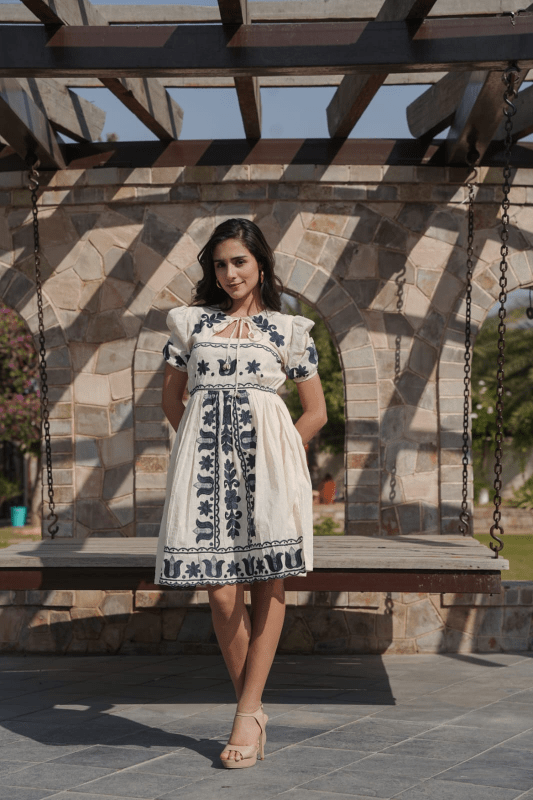 Premium cotton embroidered lining dress