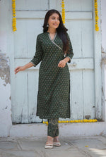 Beautiful angrakha in pure cotton in trending green colour