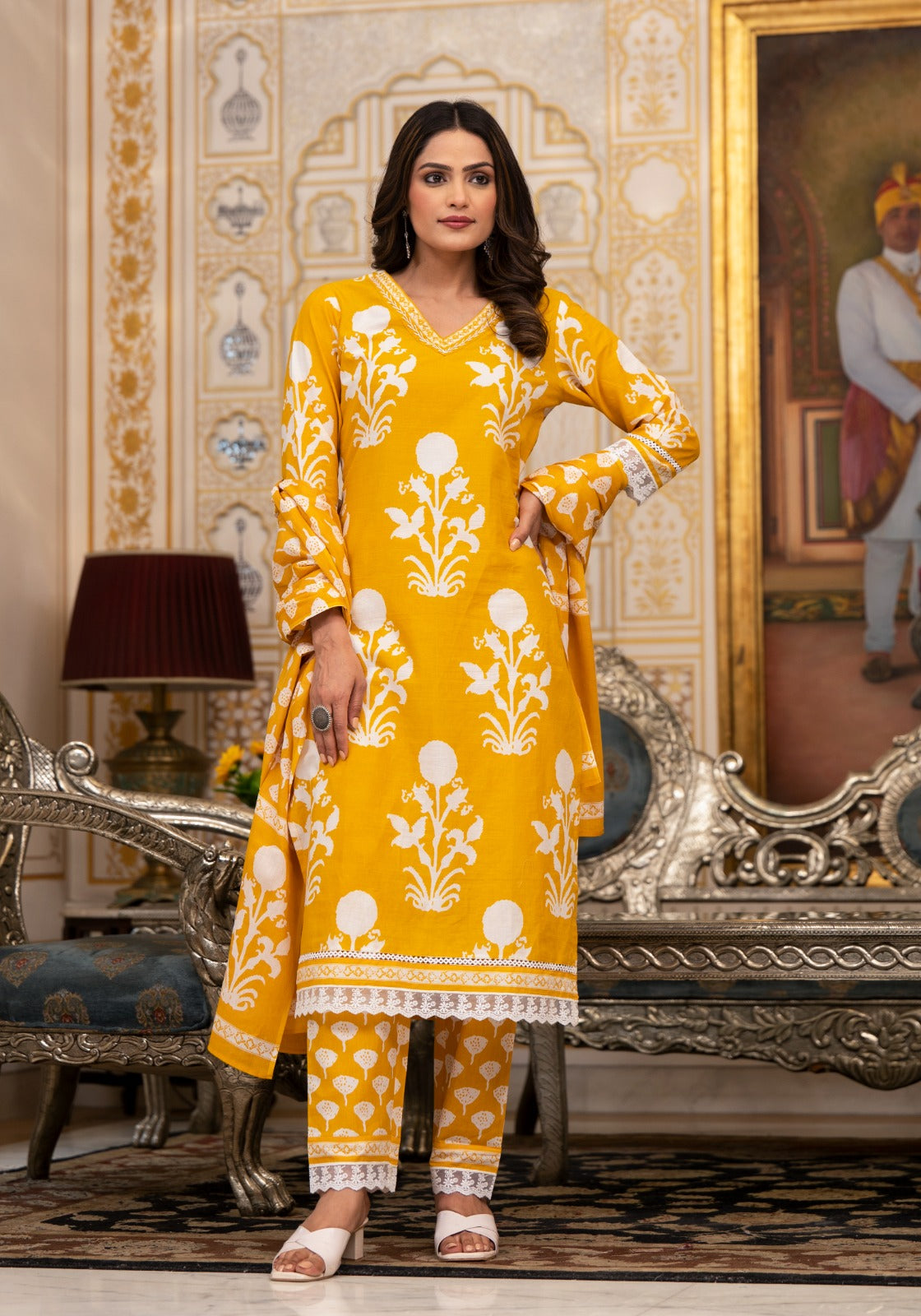 Best selling in super stunning cotton suit set with lace detailing