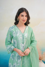 Beautiful premium cotton digital printed suit with lace detailing all over