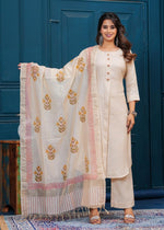 Premium silk suit set with digital printed dupatta