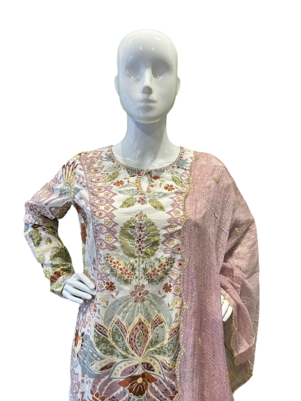 Beautiful n premium cotton suit beautiful highlighted with zari work