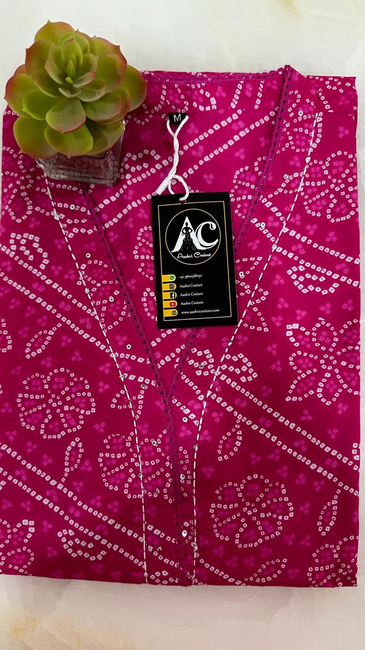 Premium bandhani cotton kurta