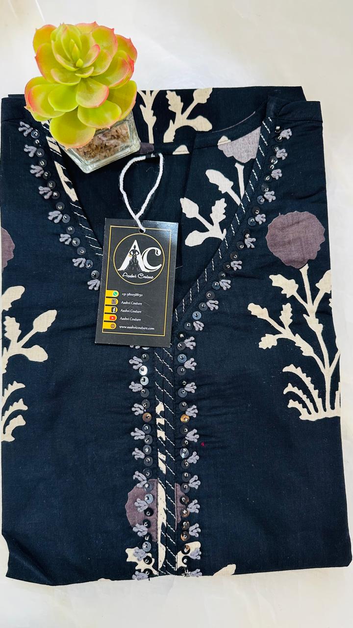 Bestseller now in kurta! Beautiful black cotton kurti