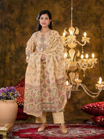 Beautiful suit set paired with mul cotton dupatta