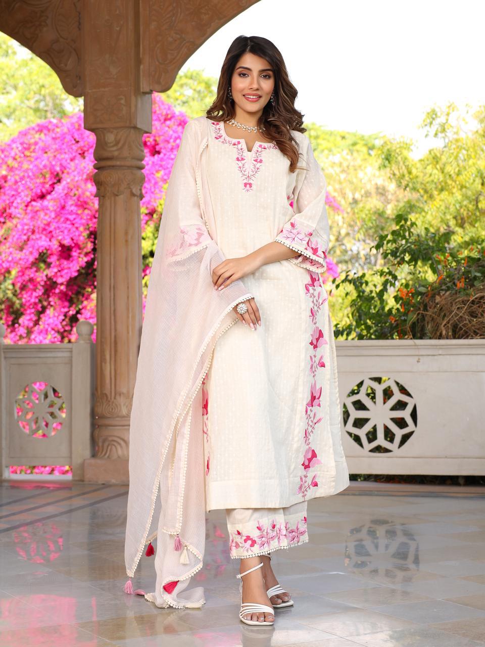 Premium cotton suit with full applique work