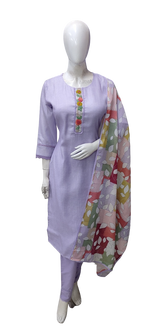 Premium linen cotton suit paired with beautiful colourful dupatta