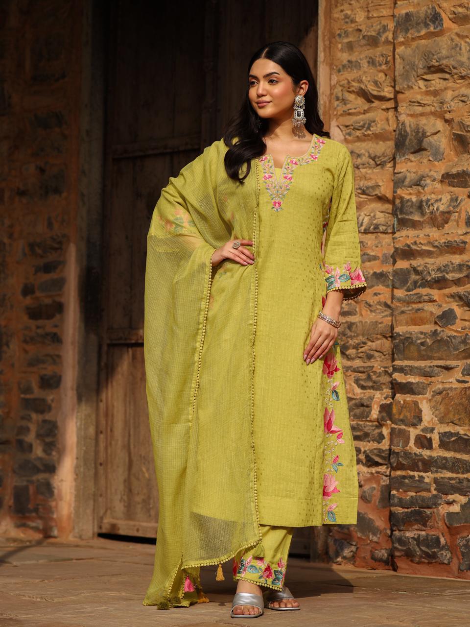 Premium cotton suit with full applique work