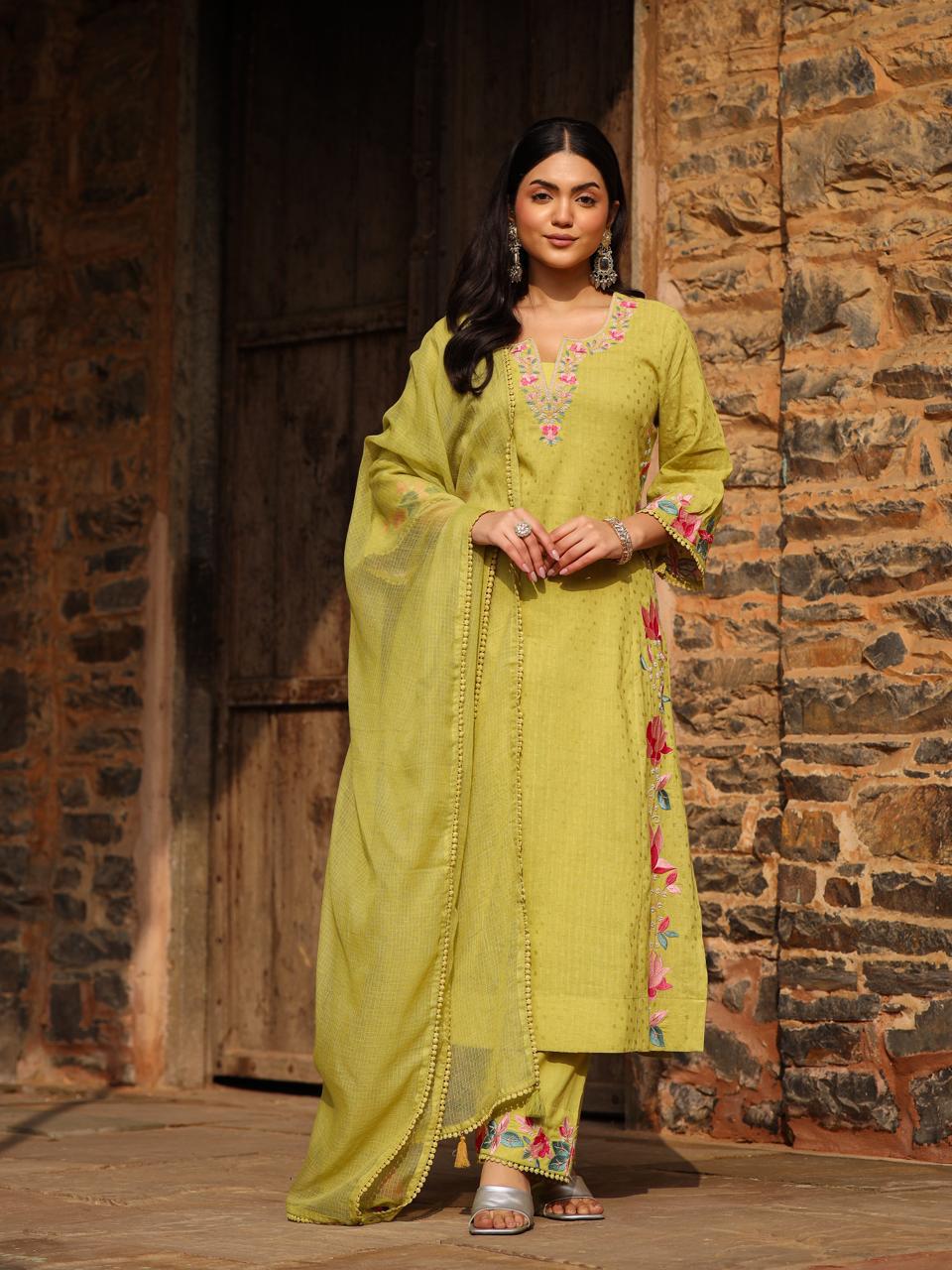 Premium cotton suit with full applique work