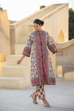 An elite Mughal print pure cotton jacket suit setPS: Doesn’t come with dupatta