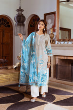 Designer cotton suit set in digital print paired with plazzo pant