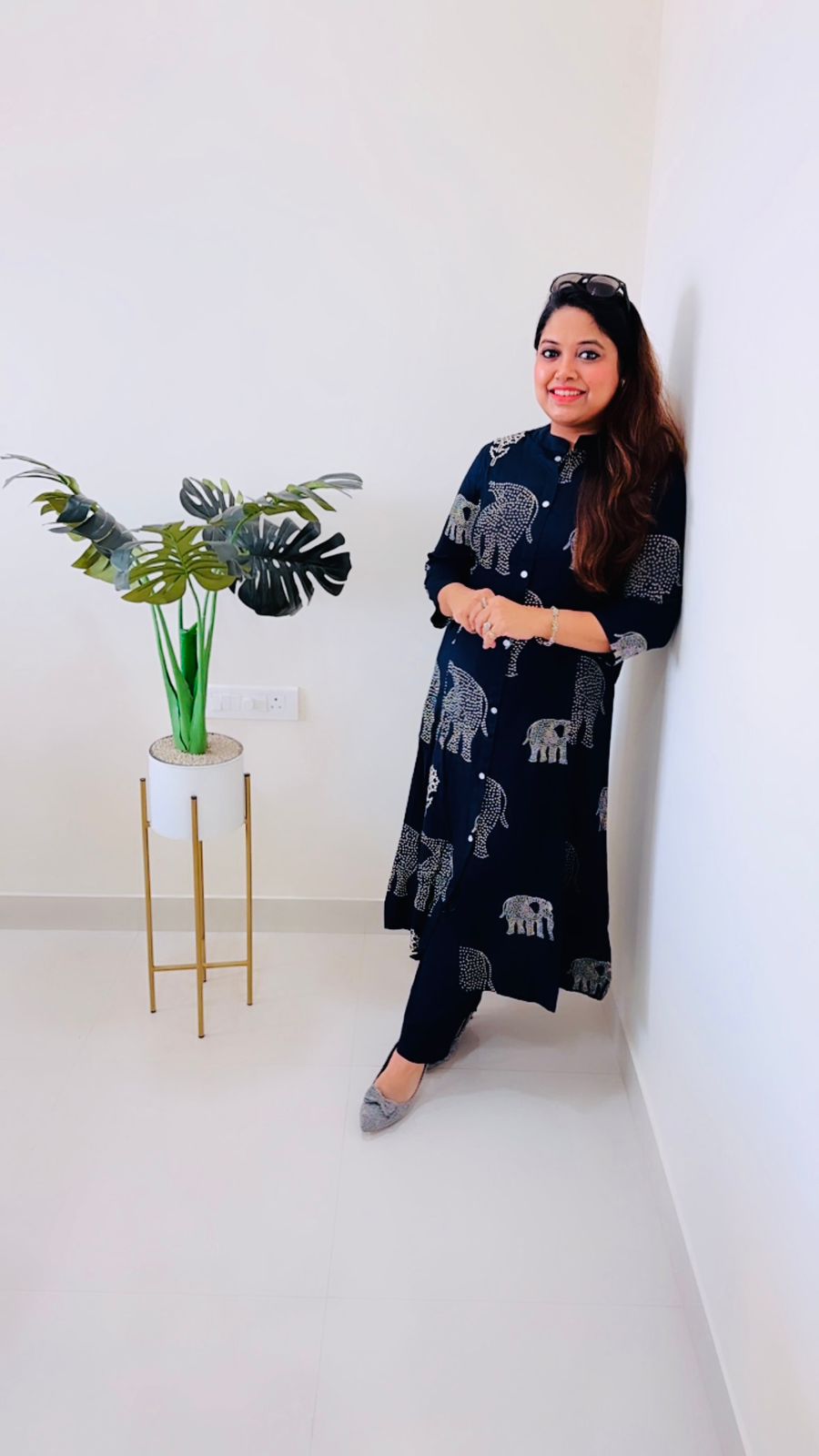 Heavy rayon elephant printed kurta pant