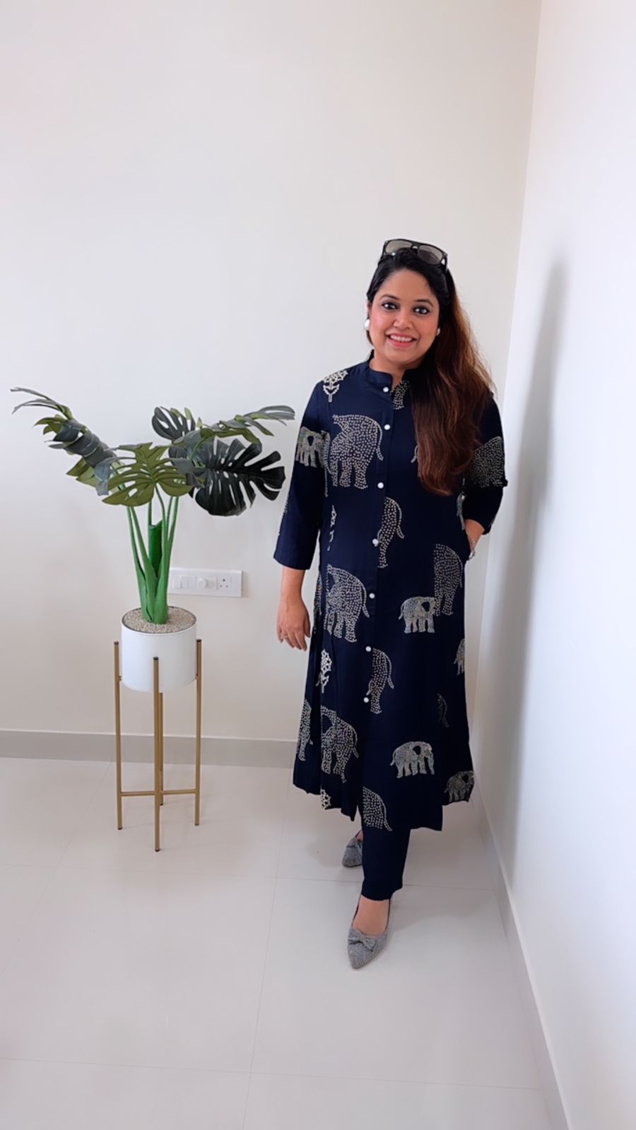 Heavy rayon elephant printed kurta pant