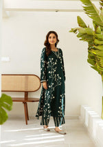 Heavy rayon V neck stylish kurta pant in green colour