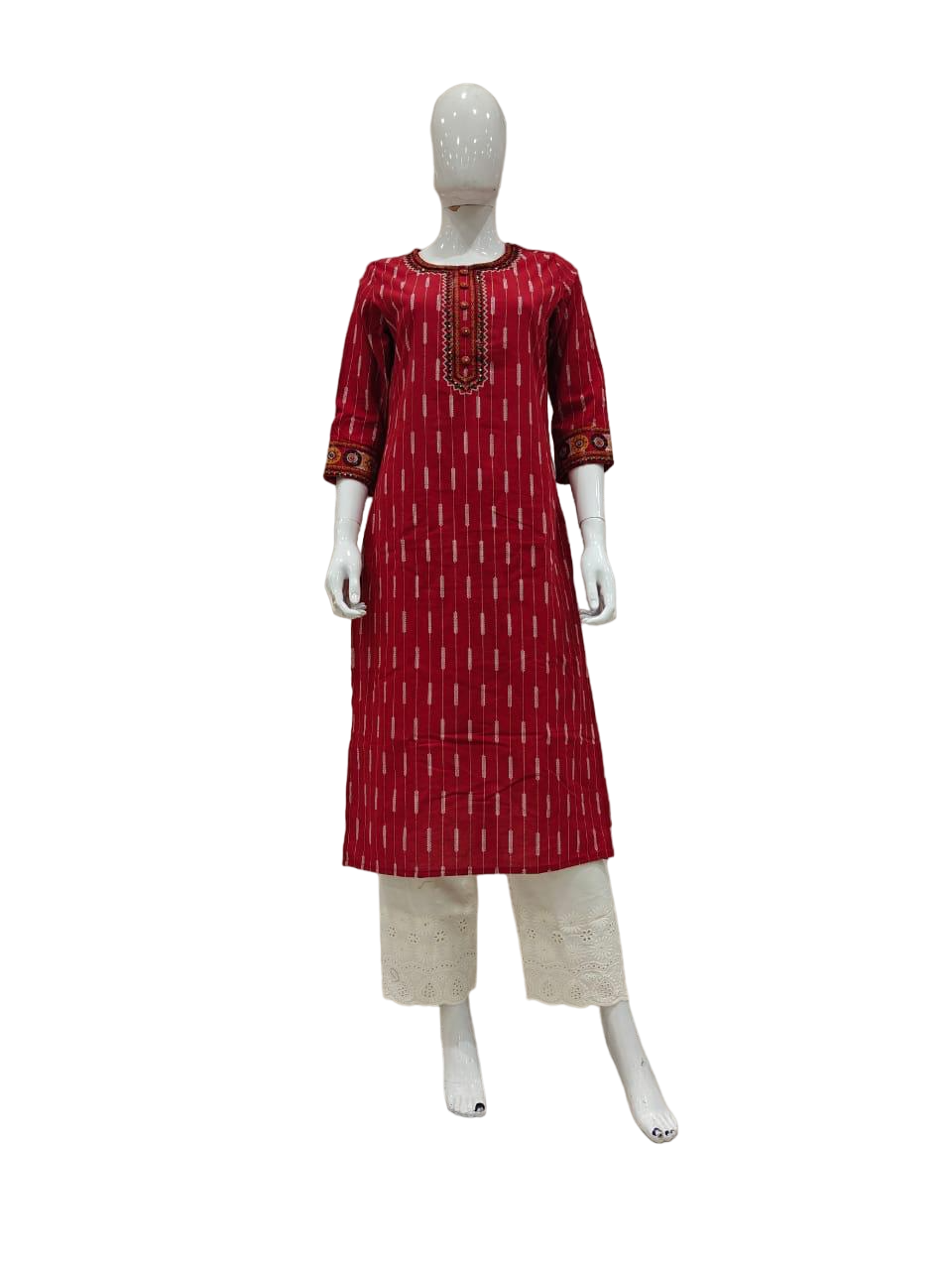 Gorgeous red kurta paired with chikankari pant