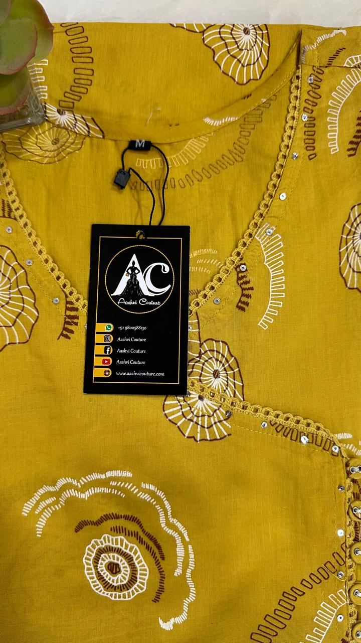 Beautiful digital print cotton kurta in angrakha