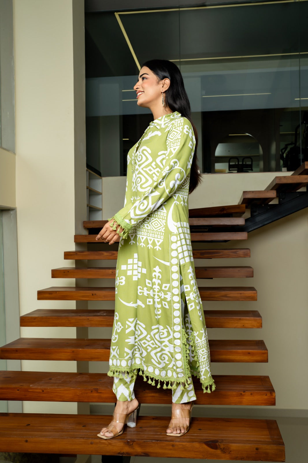 Heavy rayon beautiful kurta pant with pearl detailing