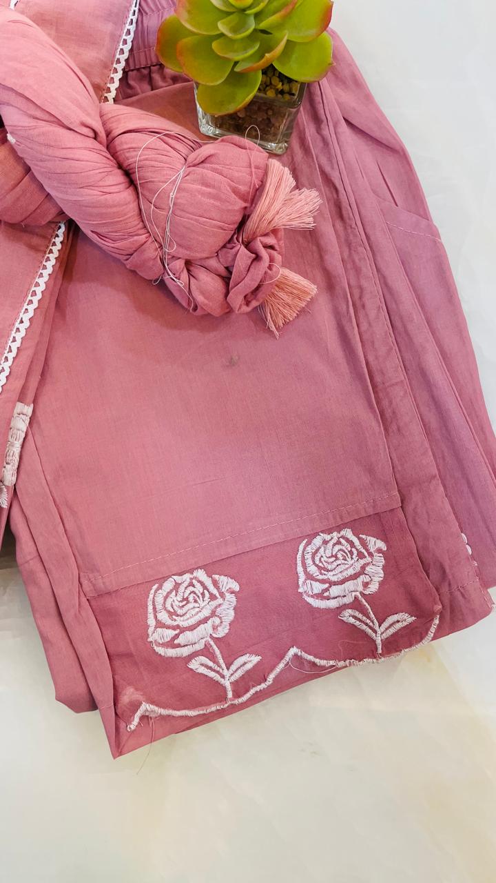 Pure cotton full suit with complete embroidery all over