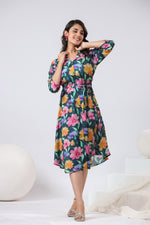 Muslin digital printed one piece dress