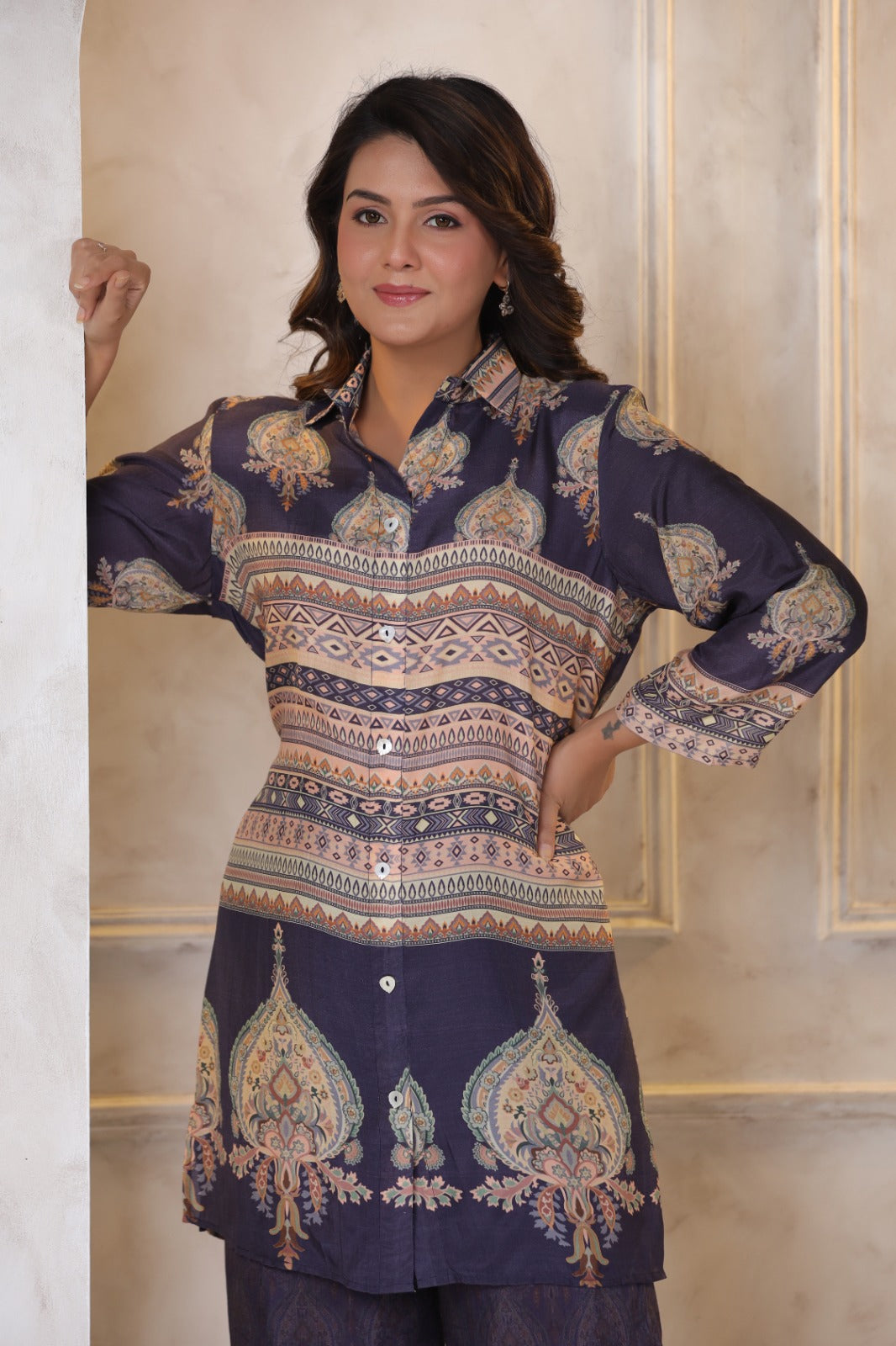 Premium mul silk digital printed Co -ord set