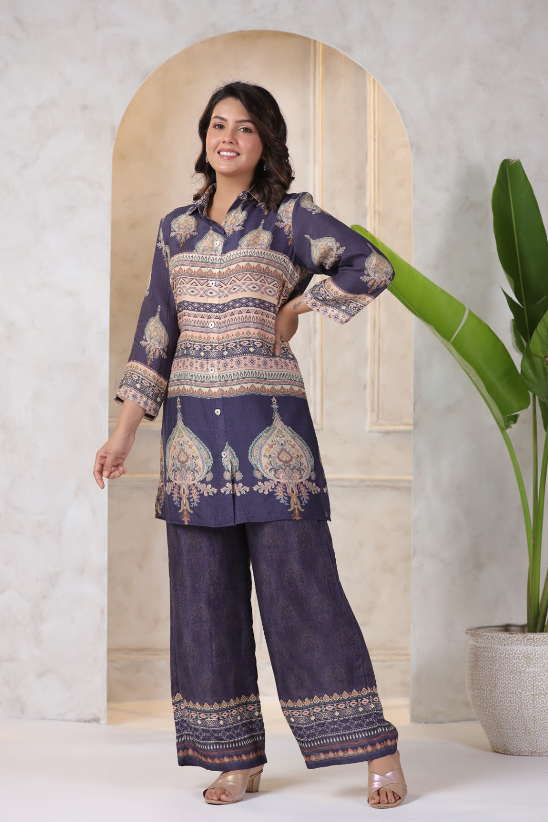 Premium mul silk digital printed Co -ord set