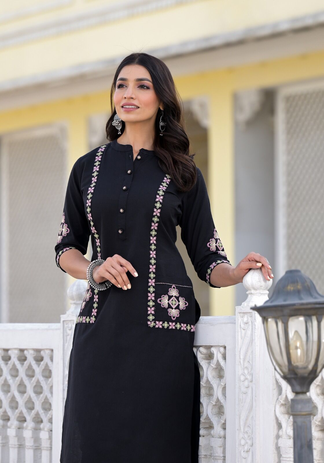 Beautiful embroidery cotton kurta pant