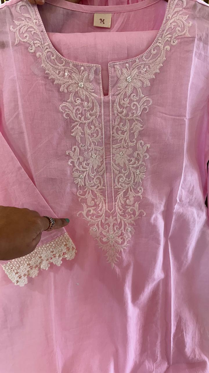 Premium cotton embroidered suit set