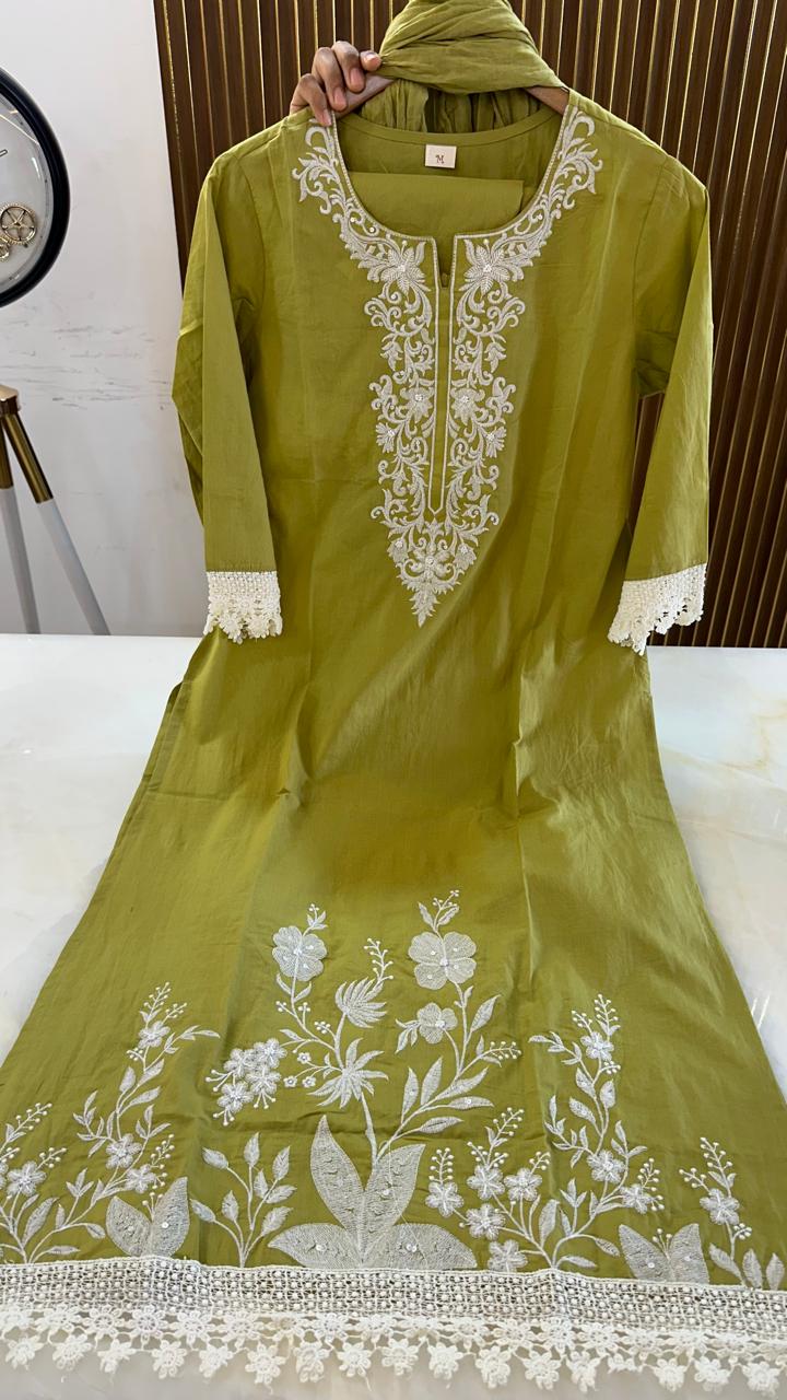 Gorgeous cotton embroidered suit set