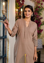 Pretty cotton embroidery kurta pant