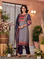 Pure muslin silk ajrakh suit set