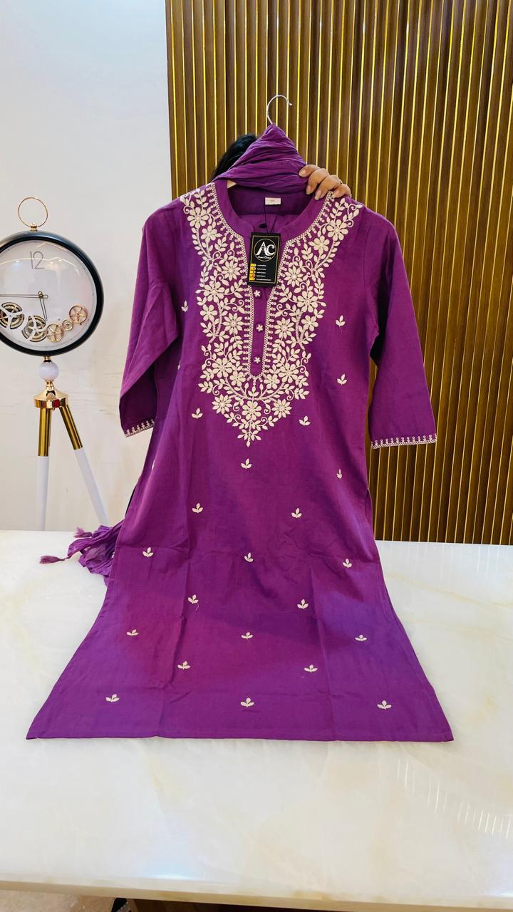 Restocked ! Pre book Now! Pure embroidered cotton suit set!