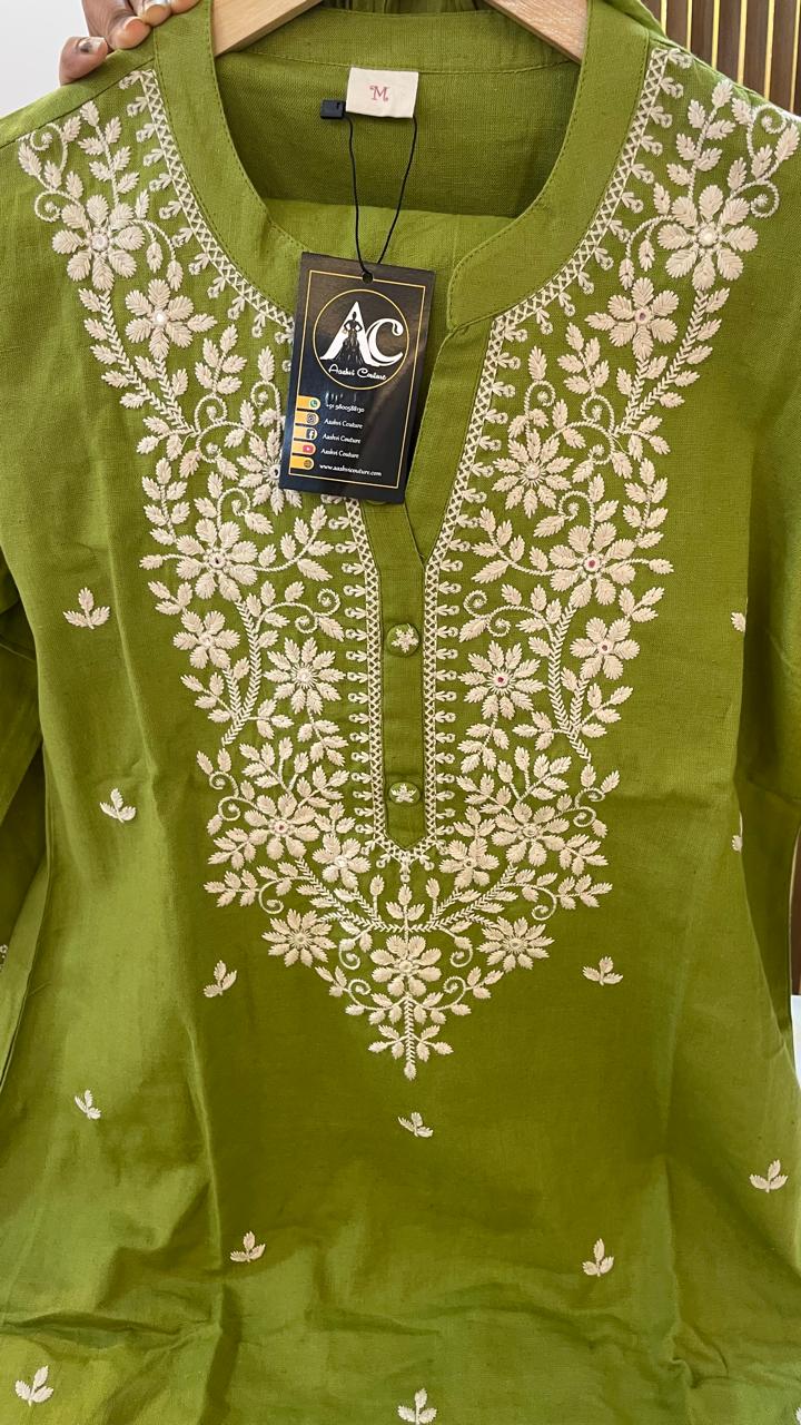 Pure embroidered cotton suit set