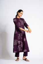 Heavy cotton rayon kurta pant in wine