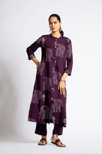 Heavy cotton rayon kurta pant in wine