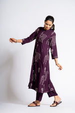 Heavy cotton rayon kurta pant in wine