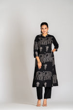 Heavy cotton rayon kurta pant in black