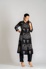 Heavy cotton rayon kurta pant in black