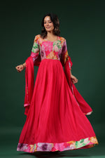 Pure chinon pretty embellished gown with dupatta